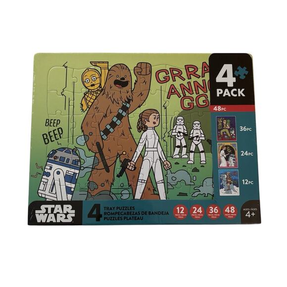 New Buffalo Disney Star Wars 4 Pack of Tray Puzzles 12-48 Piece Puzzles - Picture 1 of 12